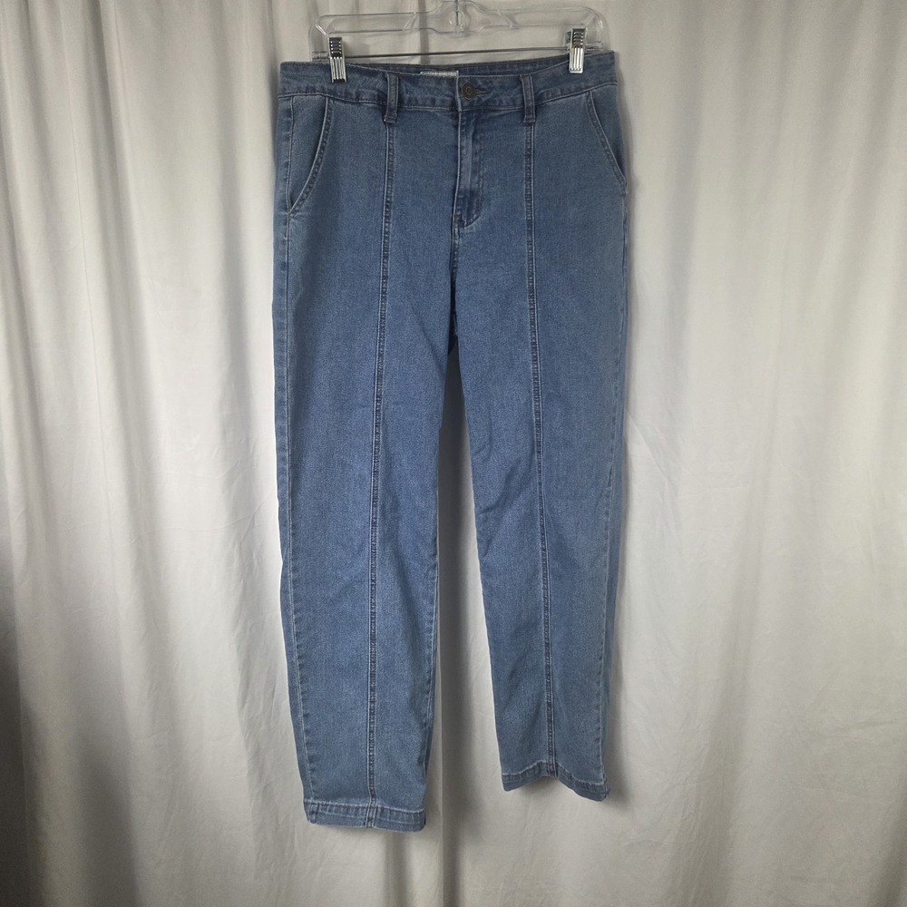 New Max Womens Sz 12 High-Rise 90s Mom Jeans with Front Seam Detail - Blue Denim